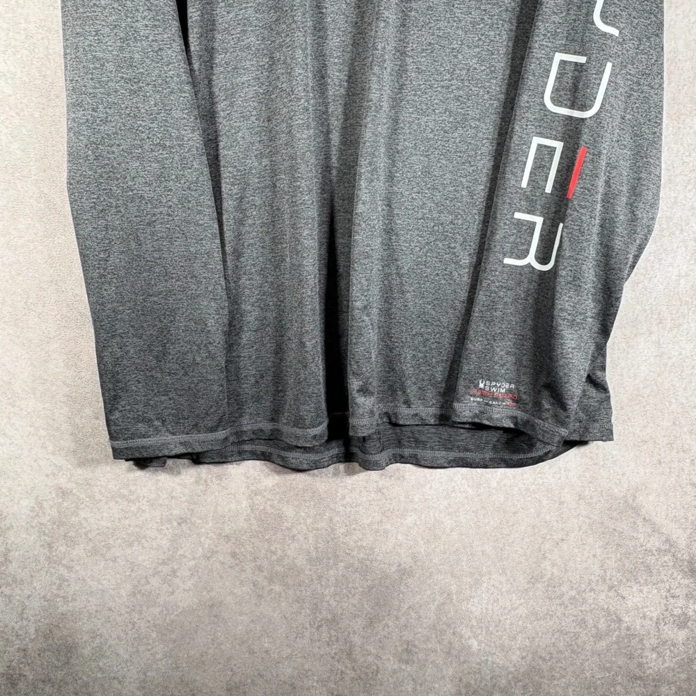 Spyder Rash Guard Mens XL Gray Swim Shirt Long Sleeve Performance Logo Quick Dry
